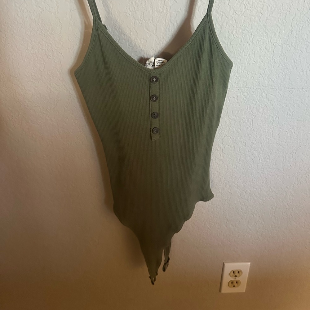 Sky and Sparrow Olive Green Ribbed Bodysuit
